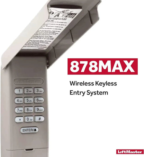 LiftMaster 878MAX Wireless Garage Door Keypad For Easy Entry That Works With Openers With Safety Sensors From 1993 To Present