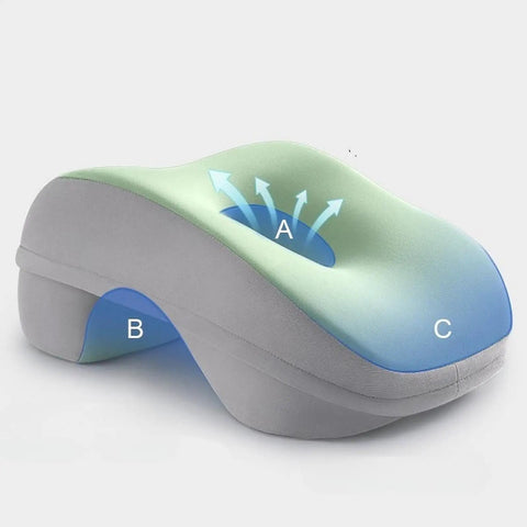Desk Napping Pillow For Office Breaks And Travel With Memory Foam Neck Support, breathable hollow design shown in green