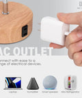 Close-up of AC outlet on Bedside Lamp With USB A And USB C Charging Ports And AC Outlet, Touch Control 3 Way Dimmable Table Lamp.