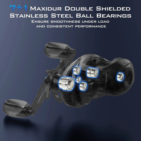 Megatron 200 Baitcasting Reel With Maxidur Double Shielded Stainless Steel Ball Bearings illustration
