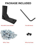 Package includes 4 Pack Black Corner Brackets For 4040 Aluminum Extrusion 90 Degree Joint Connectors with T Nuts, Screws, and Wrench