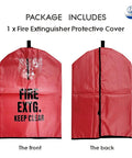 Heavy Duty Fire Extinguisher Cover With Window For 10 To 20 Lb Units Durable PVC Sleeve With Wear Resistant Build And Black Trim Easy Hook And Loop Closure For Quick Install Bright Red For Clear Visibility 17 In Wide By 25 In Long
