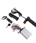 350W Electric Motor Controller Kit with Efficient Heat Dissipation for E Bikes Trikes and Motorcycles Aluminum Alloy Housing Rubber Brushed Throttle Grip Ignition Switch with 2 Keys Ride Ready Safe Reliable Integration components displayed