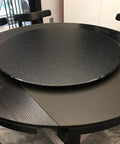 Tempered Glass Serving Turntable Lazy Susan Round Rotating Tray Beefy Heavy Duty Black Display on dining table, 10mm thick