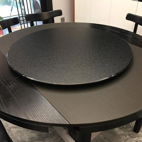 Tempered Glass Serving Turntable Lazy Susan Round Rotating Tray Beefy Heavy Duty Black Display on dining table, 10mm thick