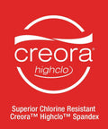 Logo featuring Creora Highclo stretchy spandex for Girls One Piece Swimsuit With Thick Straps Racer Back Printed UPF 50 Plus Sun Protection