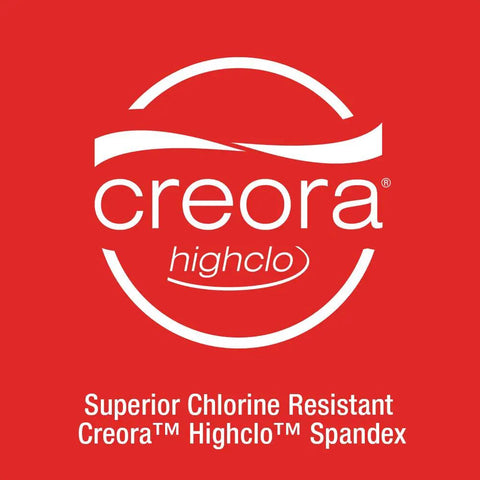Logo featuring Creora Highclo stretchy spandex for Girls One Piece Swimsuit With Thick Straps Racer Back Printed UPF 50 Plus Sun Protection