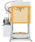 No Nonsense 30 Ton Electric Hydraulic Shop Press Heavy Workhorse For Auto Shop Repair showing steel frame and motor.