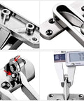 Close-up views of Rock Solid Zinc Alloy Door Security Chain and Anti Theft Safety Lock components, showcasing precise design and measurements.