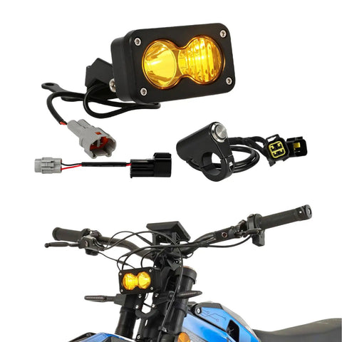 3500K Amber LED Headlight Upgrade For E-Bikes And Off Road Rides With High Lumen Yellow Pod Light, Handlebar Switch, Plug And Play E-Bike Light Bar, Waterproof Vision Kit For MX3 MX4 MX5 E Ride Pro S SS Tuttio