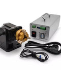 D5 Mini Rotary Axis For Laser Engraver Hella Precise Jewelry Marking Ring With Smart Controller 81 Mm Height 57 Stepper Motor, black and gold rotary attachment.