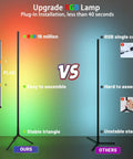 Comparison of Smart RGB LED Floor Lamp With App And Remote Control, 49 Inch Corner Light vs single color RGB lamp