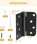 3 Pack 4 Inch Self Closing Spring Hinges For Doors Heavy Duty Steel Build showing dimensions and components for installation.