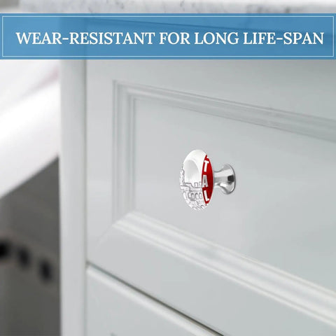 Heavy Duty Two Pack Round Cabinet Knobs And Drawer Pulls One Point One Inch Stainless Steel Kitchen Hardware For Cupboards on a white drawer.