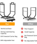 Comparison of Heavy Duty Firewood Rack For Indoor Outdoor Use With Thickened Metal Construction and other rack
