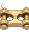Close-up of One Half Inch G70 Chain Double Clevis Mid Link Tie Down Links for Truck and Trailer Towing Four Pack Heavy Duty High Strength Forged Carbon Steel