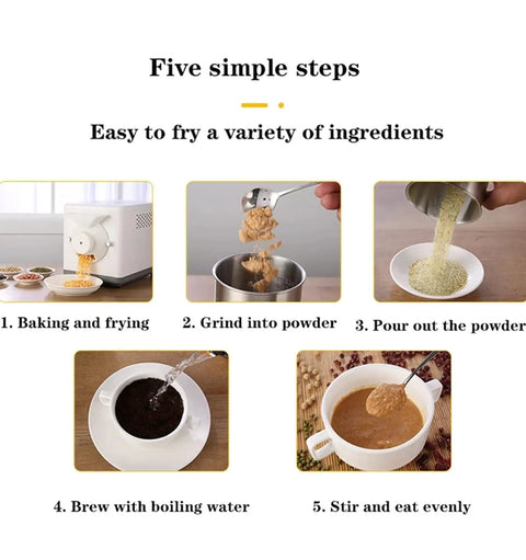 Easy five-step process for Electric Coffee And Nut Roaster Machine 1600 Watt Automatic Stirring Non Stick Pan.