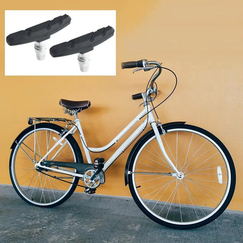 Six Pairs Bike Brake Pads With Hex Nuts And Spacers For Cruiser Mountain Bikes And MTB shown with cruiser bicycle