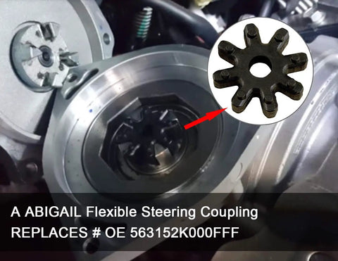 Flexible Steering Coupling Replacement For Hyundai And Kia Steering Column MDPS installed showing durable rubber material