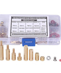 Easy Install M3 Brass Spacer Screws Washers Nut Kit For Circuit Board Mounting, brass standoffs in storage box
