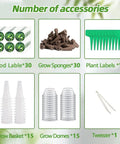 101 Piece Hydroponic Pods Kit For Indoor Gardens With Seed Pods Grow Sponges Labels Baskets Domes Plant Tags And Tweezers Fits Most Planting Systems For Easy No Fuss Home Hydroponic Gardening accessories layout