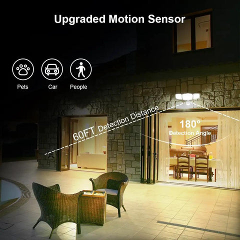 Two Pack 50W Smart Outdoor LED Security Light With Tunable White 2700K-6500K, Motion Sensor Floodlight, WiFi Exterior Lighting Compatible With Alexa And Google, App Control Via Smart Life, 2.4GHz, Weatherproof Yard Garage Spotlight