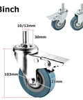 Close-up of 75 mm furniture casters pack of 4 swivel casters with brakes low noise transport casters heavy duty casters load capacity 80 kg M10 M12 shaft casters industrial casters.