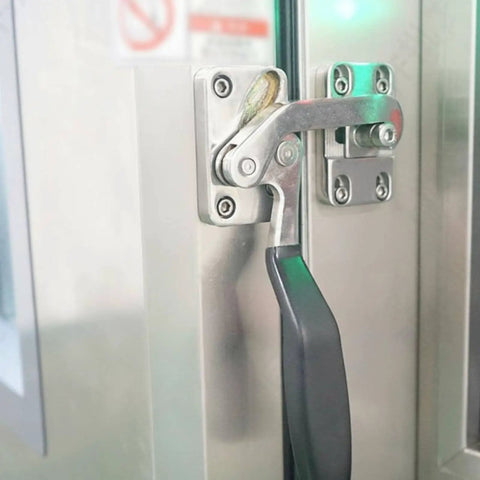 Heavy Duty Industrial Door Handle Compression Latch With Polished Stainless Steel Body And Sweet Rubber Lever For No Sweat Side Mounted Tightening Task On Garages Or Workshop Spaces Today