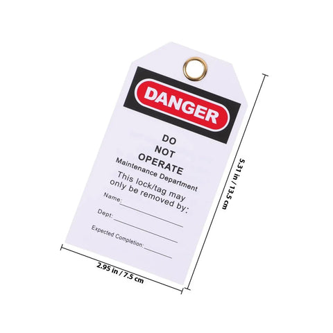 10 Piece Equipment Repair Tags PVC And Metal Lockout Hanging Tags For Safety Service Help Prevent Accidents Ideal For Industrial Maintenance Worksites And Equipment Lockout Programs Universal Compatibility showing dimensions