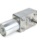 Hella Durable Metal Worm Gear Speed Reducer Motor 6V 12V 24V DC with shiny metal housing and shaft for DIY build automation.