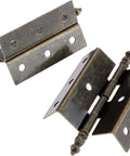 Two Pack Antique Bronze Cabinet Door Hinge Set Crown Style For Vintage Jewelry Boxes And Wooden Cabinets 55 By 51 Millimeter 8 Hole Mount Zinc Alloy Decor