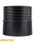 5 Inch Quick Connect Adapter With Left Hand Threaded End For Dust Collection shown in black plastic, front view