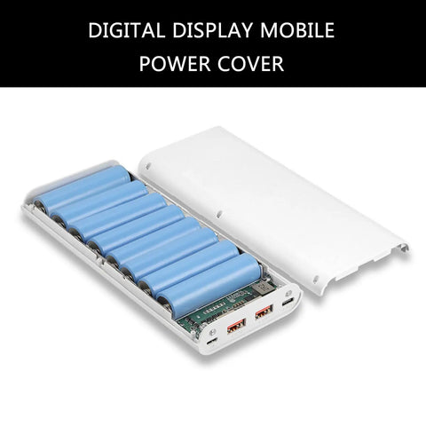 Slick 8 Slot 18650 Battery Holder With Usb C Fast Charging And Crisp Lcd Display, Grab And Go Stash Box For Flat Top Cells, Plug And Play Juice Case, Batteries Not Included with blue batteries.