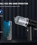 2 In 1 Keyboard And Car Vacuum Cleaner Wireless Handheld With Brushless 120W Motor Beast Suction next to smartphone