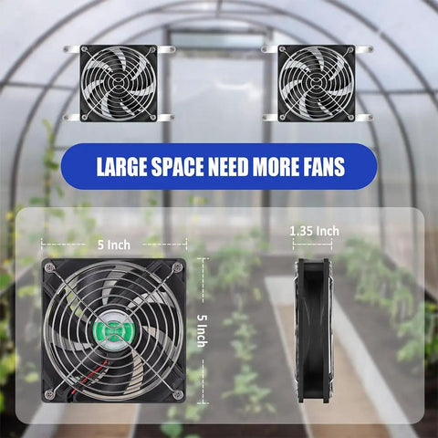 Solar Powered Dual Exhaust And Intake Fan Kit With 5 Inch Fans IPX7 Waterproof 13 Ft On Off Switch Cable Keeps Greenhouses Chicken Coops Sheds Dog Houses Cool With Fresh Air Ventilation For Outdoors