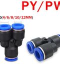 Cool 100 Pc Pneumatic Push To Connect Pipe Fittings Kit With Quick Air Hose Connector Set For Compressors And Tools In Black Blue Design Perfect For Pro Jobs, OD 4/6/8/10/12mm push fittings