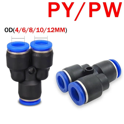 Cool 100 Pc Pneumatic Push To Connect Pipe Fittings Kit With Quick Air Hose Connector Set For Compressors And Tools In Black Blue Design Perfect For Pro Jobs, OD 4/6/8/10/12mm push fittings