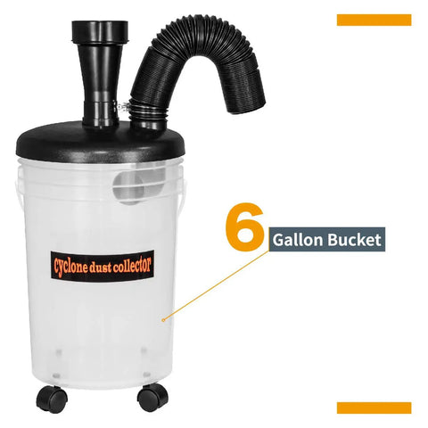 Cyclone Dust Separator Kit For Shop Vac And Dust Collector, 6 Gallon Clear Dust Bucket With Hoses, Reducers, Couplers And Clamps For Easy Debris Capture In The Garage And Woodshop