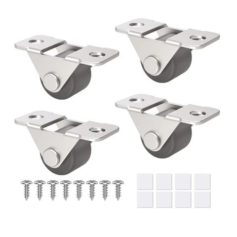 0.5 Inch Mini Low Profile Caster Wheels With Self Adhesive Steel Plate Quiet Rubber Rolling Wheels For Small Kitchen Appliances Drawer Or Storage Box Tiny DIY Projects Brown 4 Pcs Set