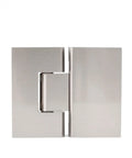 Heavy Hitter Solid Brass Shower Door Hinges, 180 Degree Smooth Swing Pivot Kit, Brushed Nickel finish view from the front.