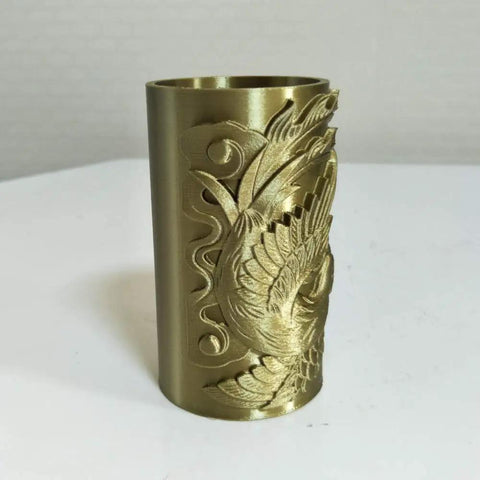 Silk Antique Gold PLA Filament 1.75mm 1kg 3D printed vase with metallic bronze brass old gold finish and ornate pattern