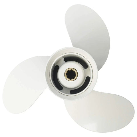 Beefed Up Aluminum Alloy Boat Propeller For Yamaha Outboard Motors Nine Point Nine To Fifteen HP Eight Spline Shaft Nine And A Quarter Inch Diameter