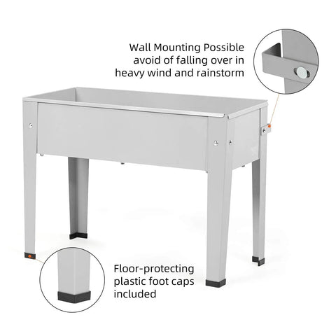 Raised Garden Bed With Legs, Galvanized Steel Planter Box For Herbs And Vegetables, 24 Inch, Gray, Rust-Resistant, space-saving