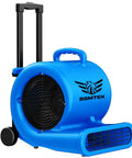 Beast 5000 CFM 1HP Air Mover Blower For Floors And Carpets, blue with handle wheel kit, portable stackable floor dryer