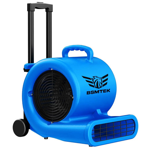 Beast 5000 CFM 1HP Air Mover Blower For Floors And Carpets, blue with handle wheel kit, portable stackable floor dryer