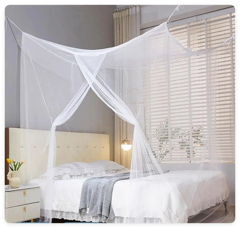 One Side Opening Bed Canopy Netting For Full Size Beds Outdoor Camping Home Dorm Mosquito Screen 380 Mesh Polyester 75x64x71 Inches Keeps Bugs Out Perfect For Bedroom Patio Garden Travel installed on a white bed in a modern bedroom setting