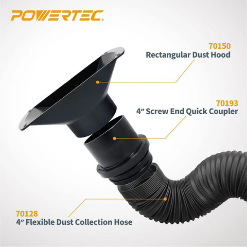 Rectangular Dust Hood Collector For 4 Inch OD Hoses And Fittings Pro Grade ABS Plastic Dust Collection Accessory For Woodworking Systems Compact Versatile Hood That Fits Most Setups And Keeps Debris In Check