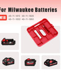 M18 18V Battery Holder Wall Mount 5 Pack Heavy Duty Storage Organizer with Lock shown with compatible battery models.