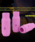 Pink ceramic TIG torch nozzles from Heavy Duty 10 Pack TIG Torch Kit Nozzles Including Ceramic Cups For Aluminum Jobs High Heat Resistance Up To 3k Degrees F Welding Gear.