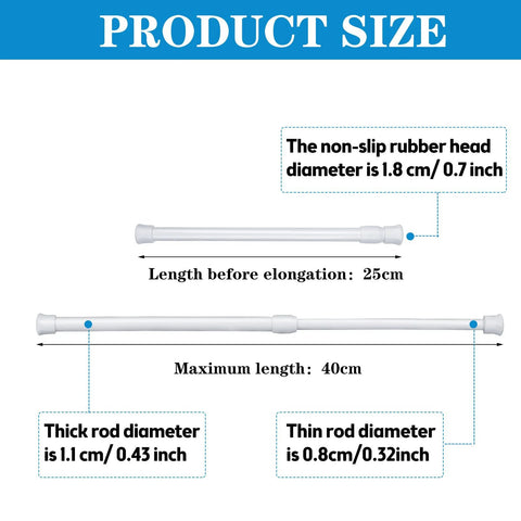 4 Pack Adjustable Sliding Door Security Bars With White Rubber Tips Tension Rods 9.8 To 15.7 Inch 0.7 Inch Diameter